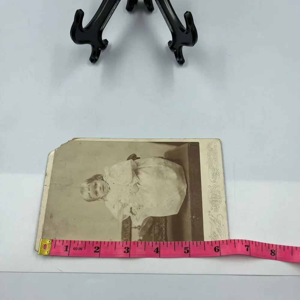 Antique Mounted Black White Photo Gown Baby 1800's 215 East Chicago Avenue